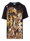 Liu •jo Leopard-print Crew-neck T-shirt In Black