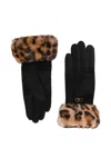 Liu •jo Leopard-print Cuff Gloves In Black