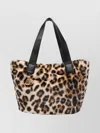 Liu •jo Leopard Print Faux Fur Shoulder Bag In Brown