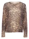Liu •jo Leopard-print Metallic Sweater In Brown