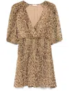 Liu •jo Liu Jo Animalier V-neck Mini Dress In Brown