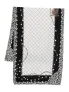 Liu •jo Leopard-print Pearl-embellished Scarf In Black