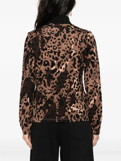 Liu •jo Leopard Print Zip-up Sweater In Animal Print