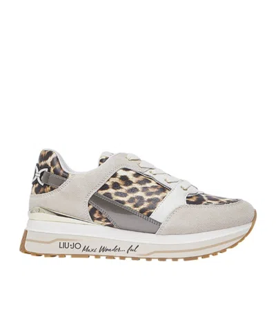 Liu •jo Liu Jo Leopard Printed Lace-up Sneakers In Neutral