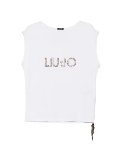 Liu •jo Leopard-print Logo-embellished Top In White