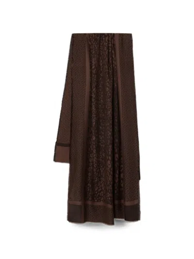 Liu •jo Leopard-print Logo-pattern Scarf In Brown