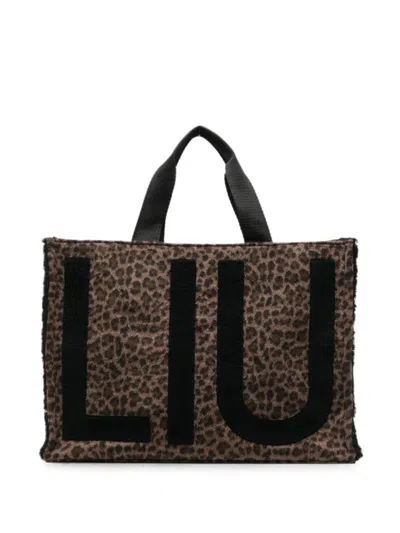 Liu •jo Leopard-print Tote Bag In Brown