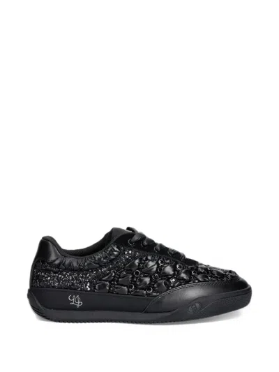 Liu •jo Lewis 04 Quilted Glitter-detail Sneakers In Black