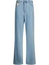 Liu •jo Light Blue Straight-leg Jeans With Bejewelled Charm In Blue