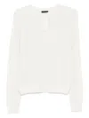 Liu •jo Lightweight Open-knit Sweater With Classic Round Neckline In White