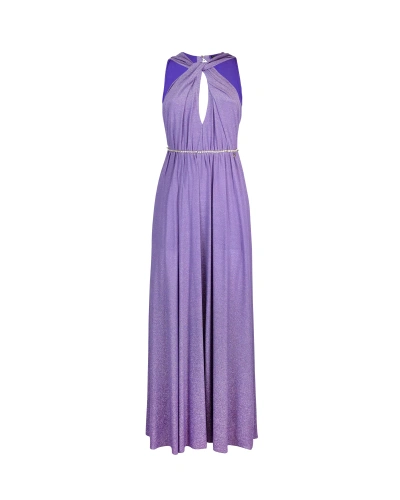 Liu •jo Lurex Maxi Dress In A4204tulipano Viola Met