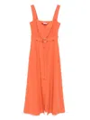 Liu •jo Liu Jo A-line Midi Dress With Button-down Front In Orange