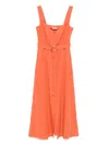 Liu •jo Liu Jo A-line Midi Dress With Button-down Front In Orange