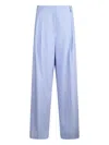Liu •jo Linen And Cotton Palazzo Trousers In Purple
