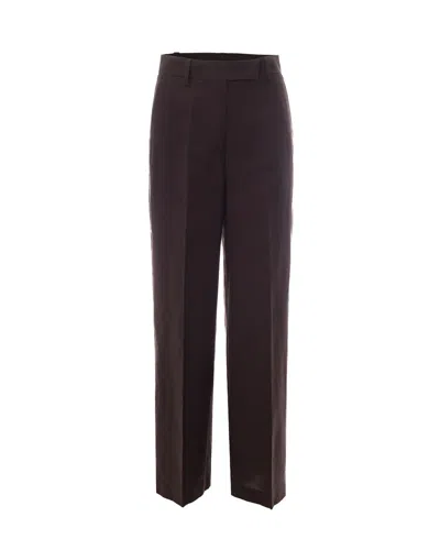 Liu •jo Liu Jo Linen-blend Lyocell Trousers In Brown
