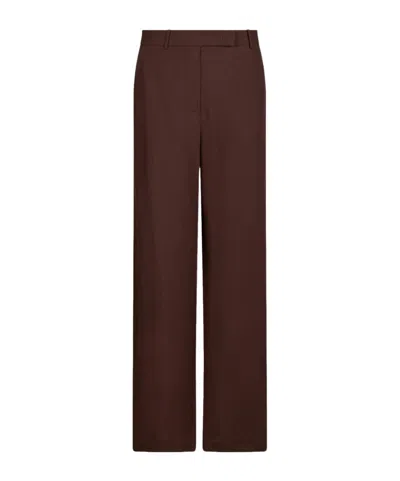 Liu •jo Linen-blend Trousers In Brown
