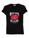 Liu •jo Lips-print T-shirt In Black