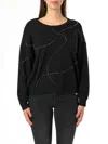 Liu •jo Liu Embellished Crewneck Jumper In Black