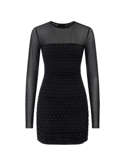 Liu •jo Crystal-embellished Open-back Dress In Black