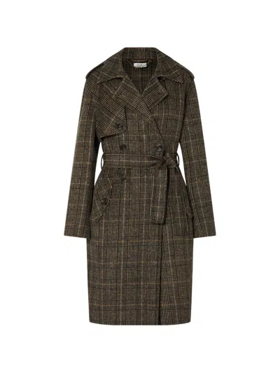 Liu •jo Liu Jo Liu Jo Camel Check Cotton Coat In Brown