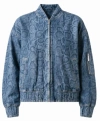 Liu •jo Denim Bomber Jacket With Python Print In Blue
