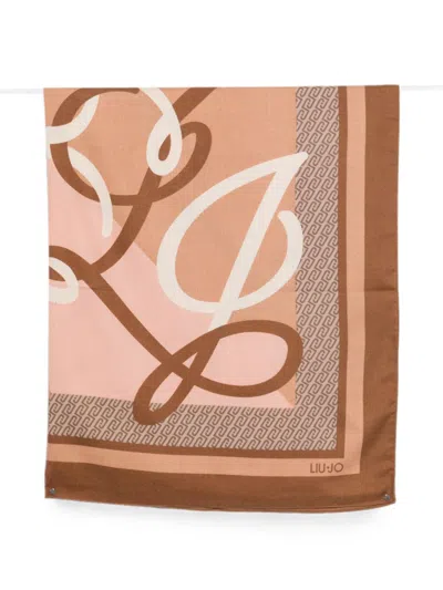 Liu •jo Liu Jo Liu Jo Dusty Pink Cotton Scarf In Brown