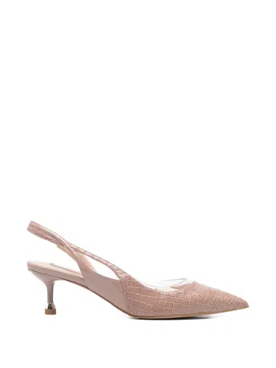 Liu •jo Lizard-skin Effect Slingback Pumps In Pink