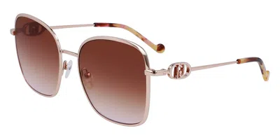 Liu •jo Liu Jo Rose Gold Metal Sunglasses In Pattern