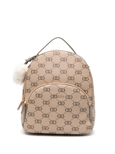 Liu •jo Logo And Charm Backpack In Neutrals