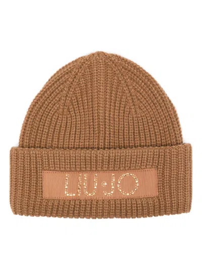 Liu •jo Logo-appliqué Beanie In 褐色
