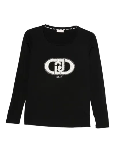 Liu •jo Logo-appliqué T-shirt In Black