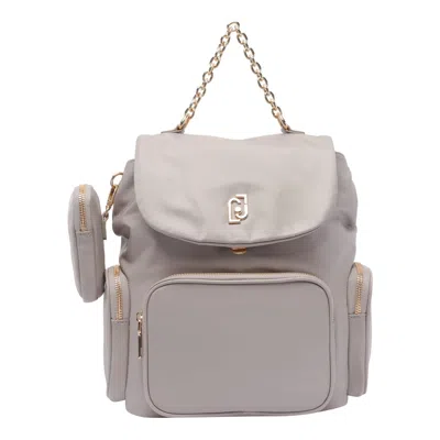 Liu •jo Logo Backpack In Beige
