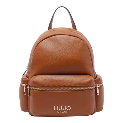 Liu •jo Logo Backpack In Brown