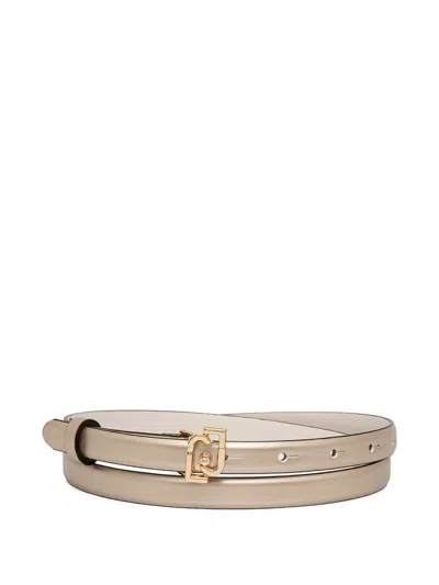 Liu •jo Logo Buckle Belt In Neutral