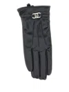 Liu •jo Logo-buckle Faux-leather Gloves In Brown