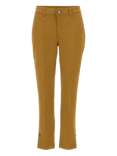 Liu •jo Logo-button Chinos In Brown