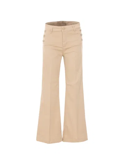Liu •jo Logo Button Flared Jeans In Neutral