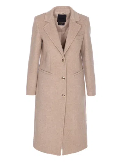 LIU •JO LOGO-BUTTON V-NECK COAT