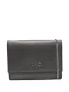 Liu •jo Logo Chain Clutch Bag In Gray