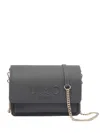 Liu •jo Logo Chain Shoulder Bag In Black