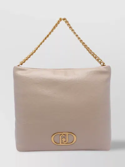 Liu •jo Logo Chain Strap Shoulder Bag In Beige