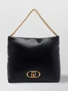 Liu •jo Logo Chain Strap Shoulder Bag In Black