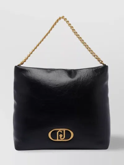 Liu •jo Logo Chain Strap Shoulder Bag In Black