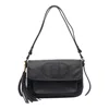 Liu •jo Liu Jo Logo-embellished Black Shoulder Bag With Textured Finish In Black