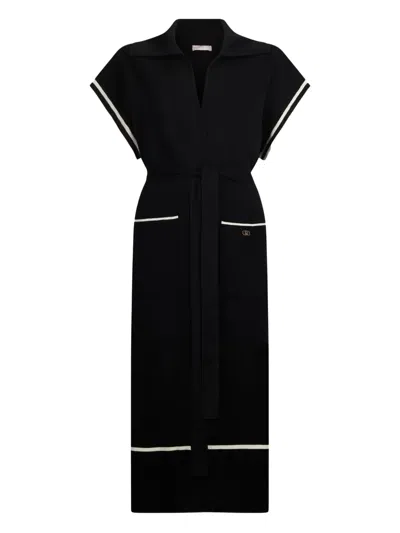 Liu •jo Logo-detail Belted Dress In Black