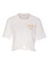 Liu •jo Crewneck T-shirt With Piercing And Knot In White