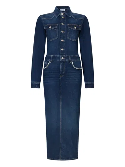 Liu •jo Logo-detail Denim Shirt Dress In Blue
