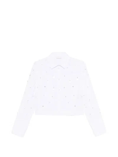 Liu •jo Logo Detail Embellished Shirt In White