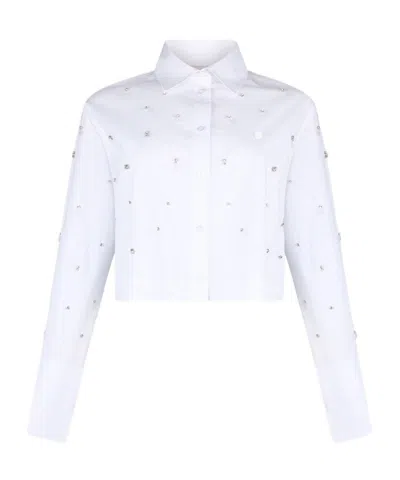 Liu •jo Logo Detail Embellished Shirt In White