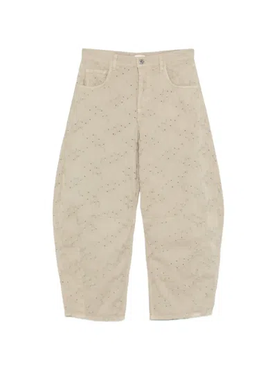 Liu •jo Logo Detail Floral Trousers In Neutral